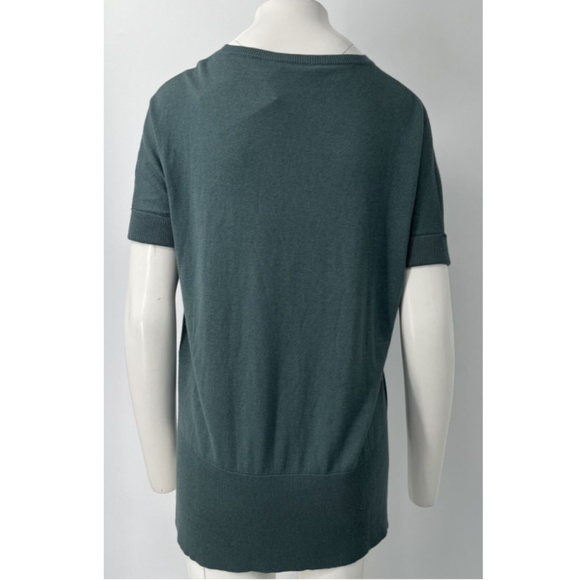 Max Mara Blue Short Sleeve Silk/Cashmere Hi-Low Sweater sz M - Picture 4 of 6